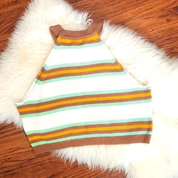 Nikka K Striped Cropped Halter Knit Tanktop - Picture 3 of 3